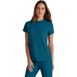 BARCO Grey's Anatomy Women's Scrub Tops SMALL Bahama Snap Collar Short Sleeve